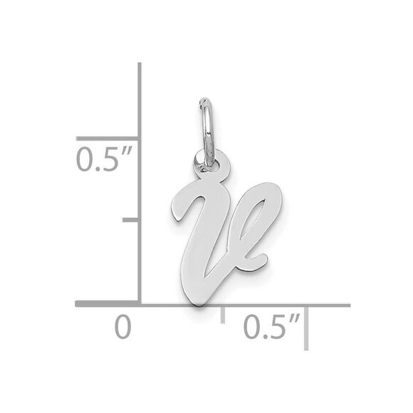 10k White Gold Small Script Initial V Charm - Picture 2 of 3